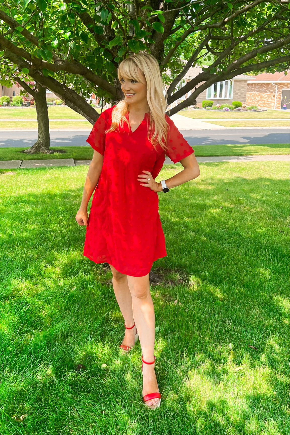 Red Swiss dot tunic dress from Amazon - back to school outfit - back to school dress - teacher outfit - teacher style - summer dress - red espadrille wedges - Amazon Fashion - Amazon finds 

#LTKunder50 #LTKSeasonal #LTKBacktoSchool