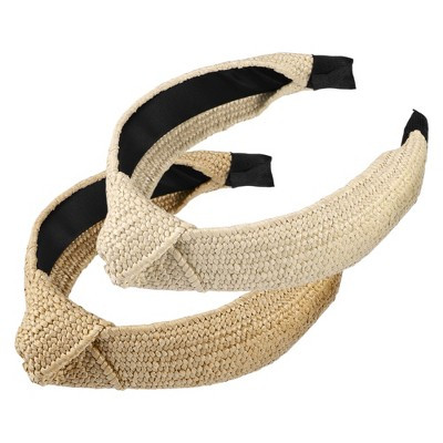 Unique Bargains Women' Classic Casual Style Wide Knotted Headband 1.97" Wide 2 Pcs Khaki Beige | Target