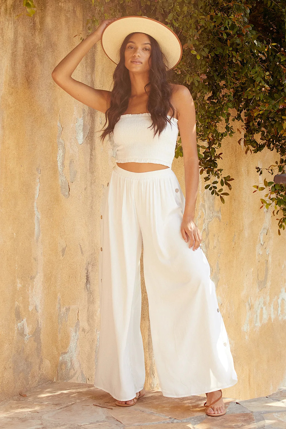 Sunny Moments White Ruffled Smocked Strapless Crop Top | Lulus (US)