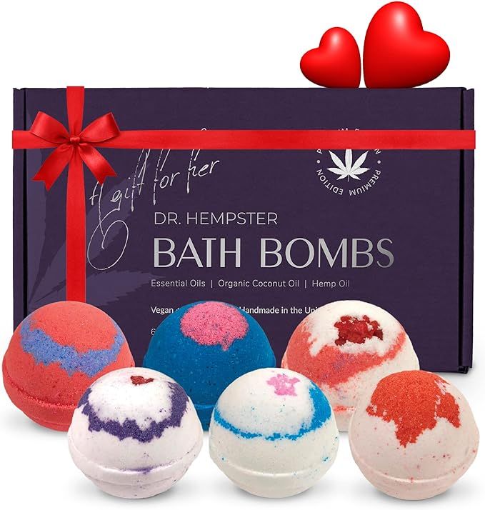 Organic Bath Bomb Gift Set - 6 Pack - Gifts for Women - Natural Coconut and Hemp Bath Bombs with ... | Amazon (US)