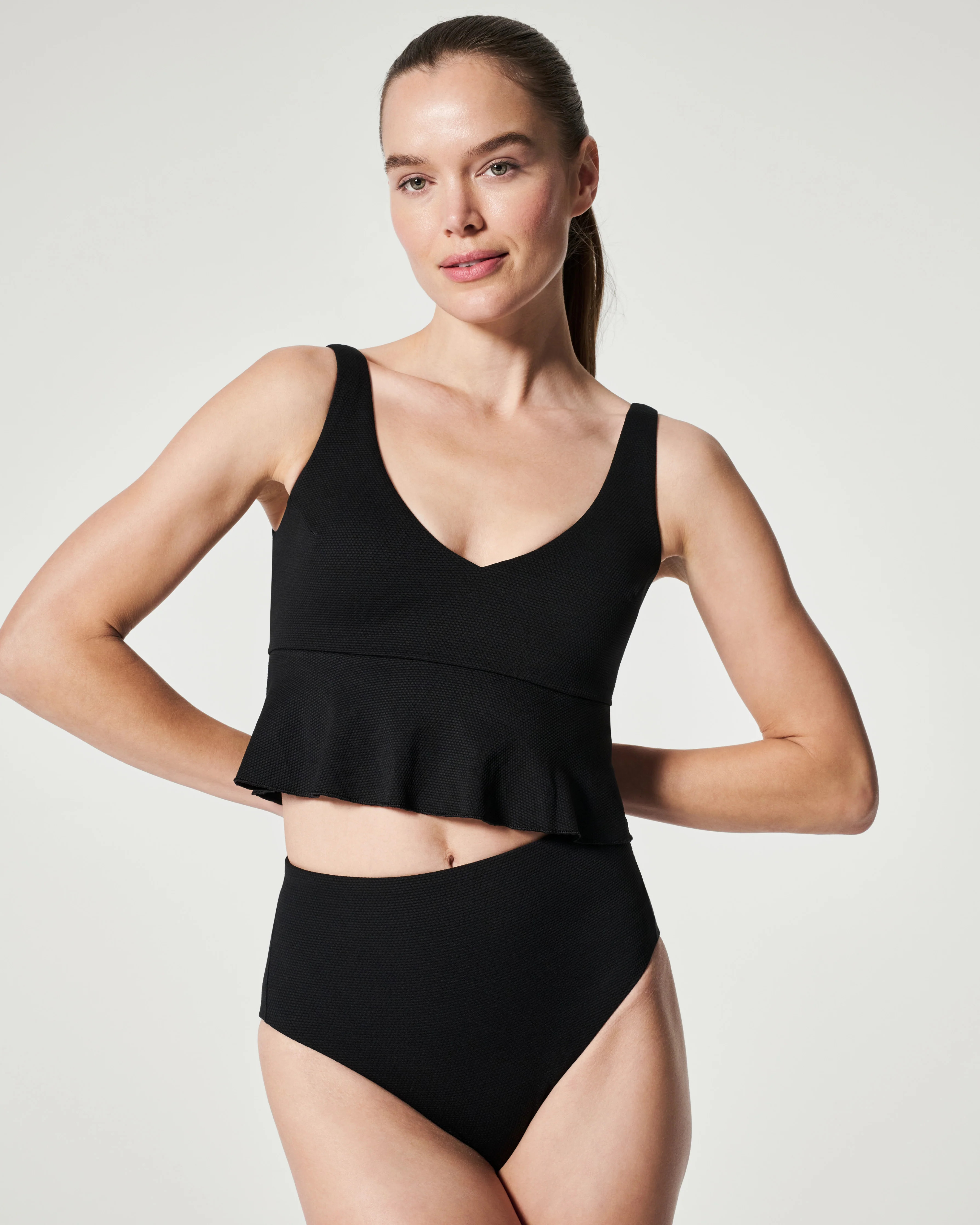 Pique Longline Flounce Swim Top | Spanx