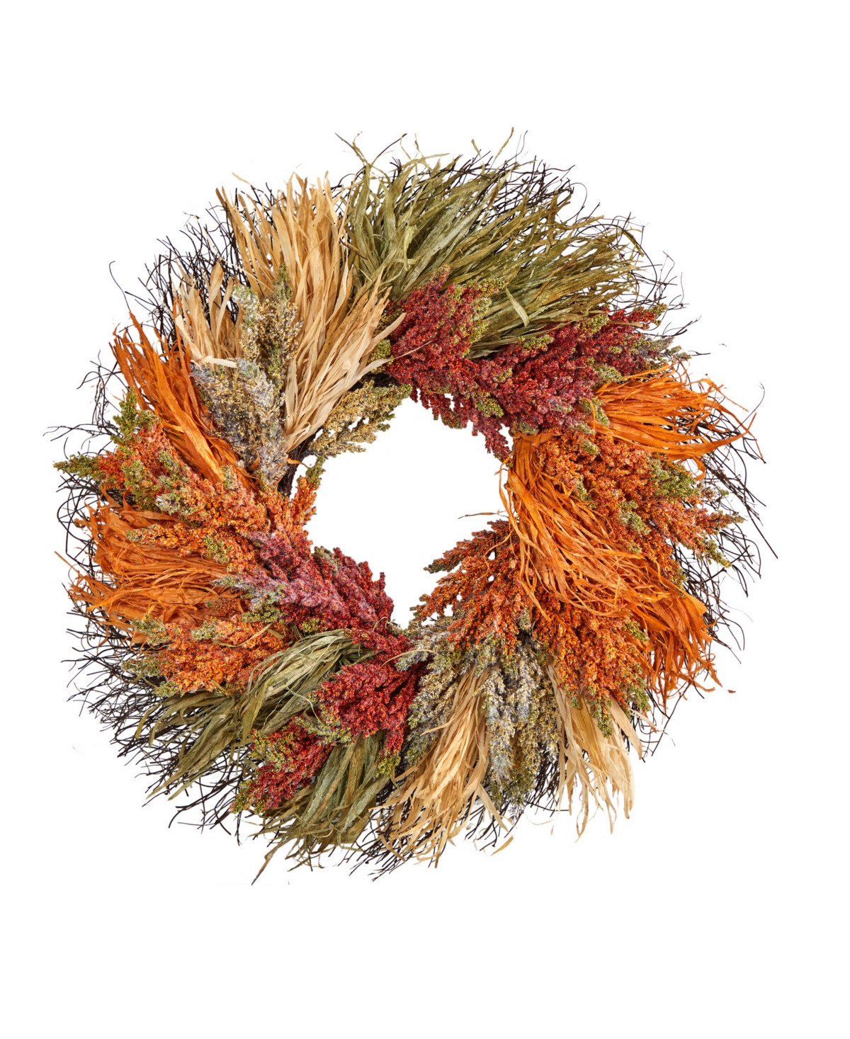 26" Fall Sorghum Harvest Autumn Artificial Wreath - Orange | Macy's