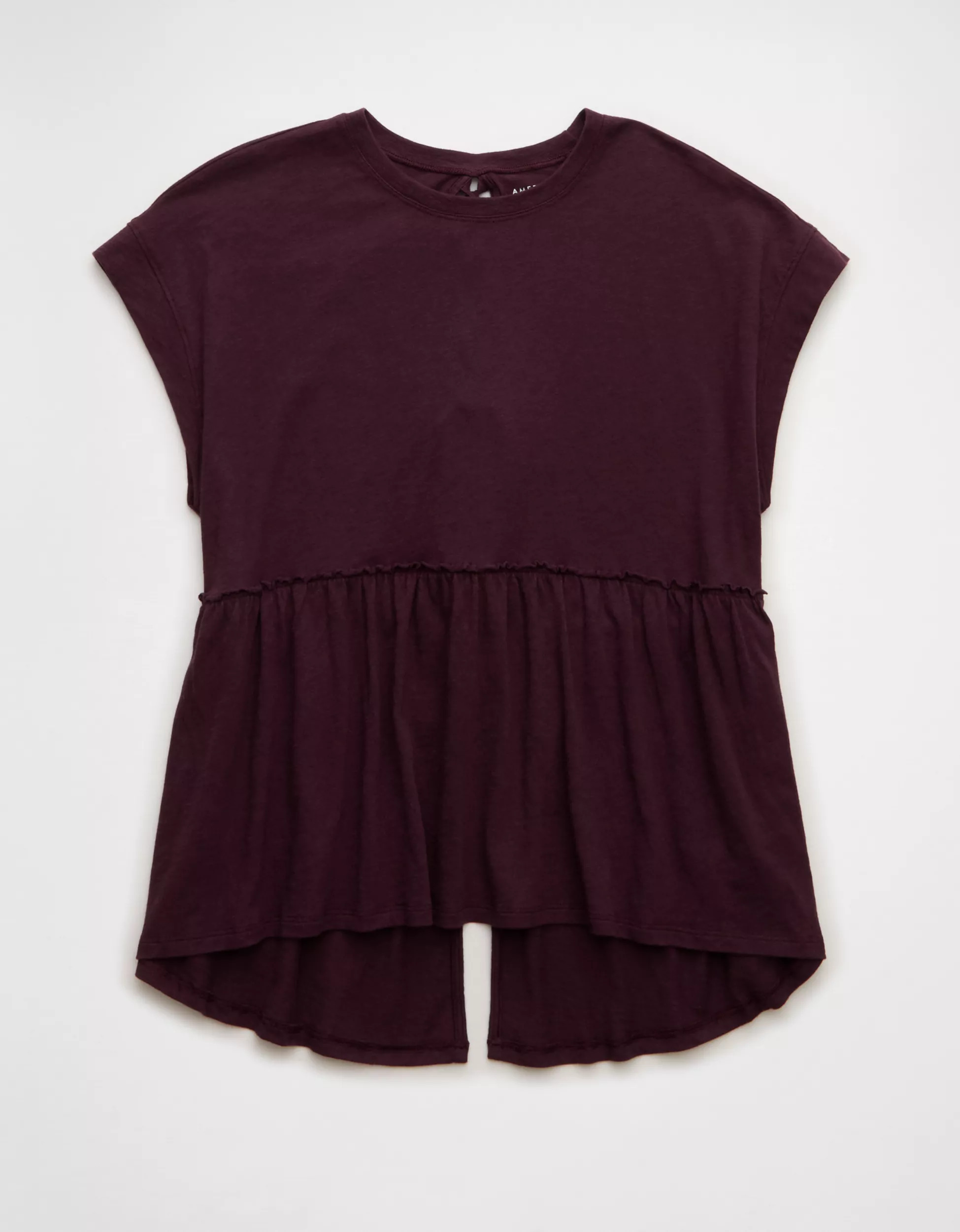 AE Sunchaser Knit Tie Back Babydoll T-Shirt | American Eagle Outfitters (US & CA)