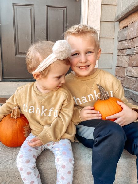 Grab these matching kid sweatshirts for Thanksgiving! From Kohl’s, under $15 and sizes newborn -kid 8. So cute and cozy! Kid clothes, kid thanksgiving outfit, baby thanksgiving outfit 

#LTKSeasonal #LTKkids #LTKbaby