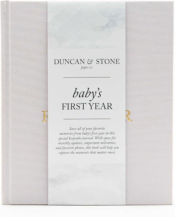 Duncan & Stone Baby Book First Year Memory Keepsake, Linen, Lilac | Amazon (US)