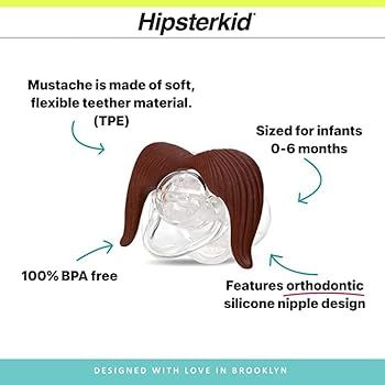 Hipsterkid Mustachifier Pacifier 0-6 Months | BPA-Free, Orthodontic Silicone Nipple | Cute, Funny... | Amazon (US)