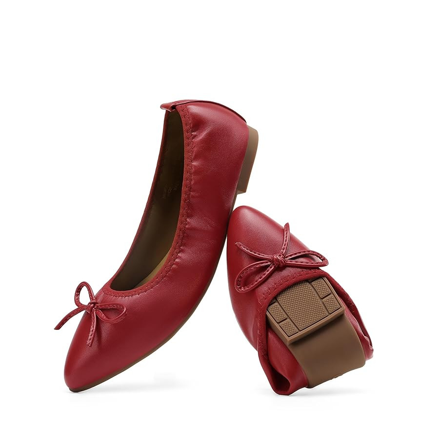 DREAM PAIRS Women's Foldable Flats Shoes Pointed Toe Ballet Flats Bowknot Comfort Slip on Dress S... | Amazon (US)