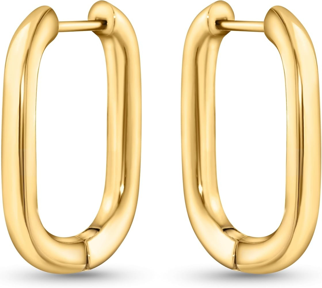 18K Gold Plated Geometric Twisted Square Triangle Small Hoop Earrings - 20mm to 25mm | Amazon (US)