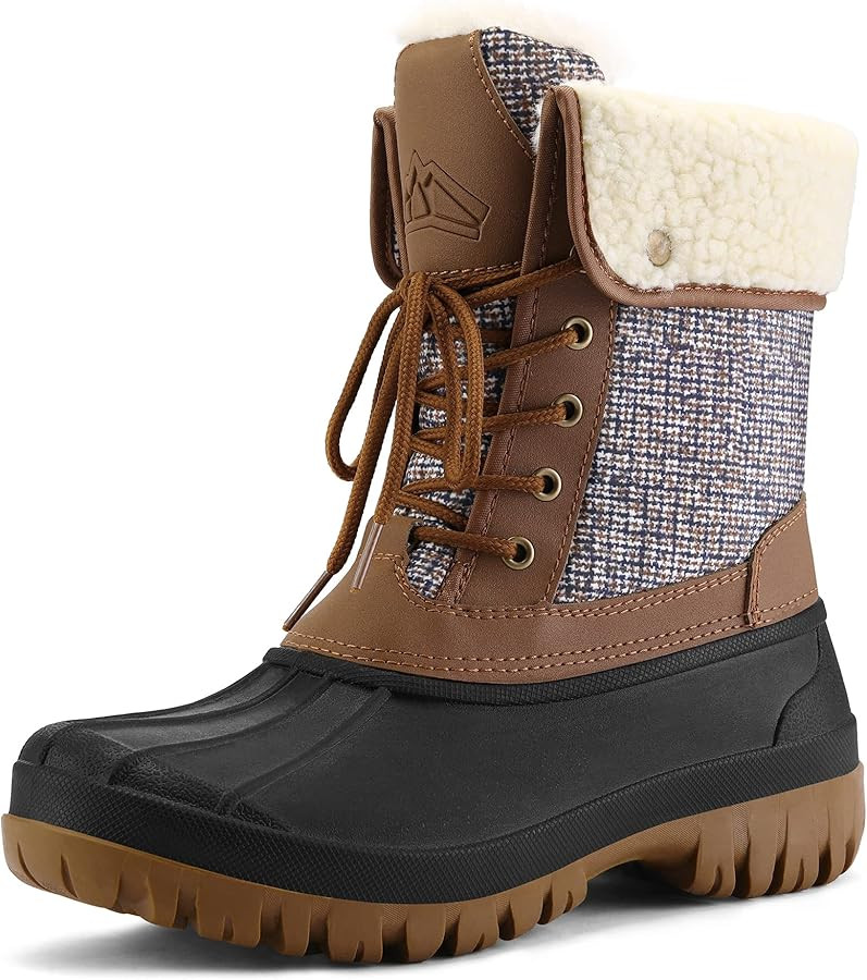 mysoft Women's Waterproof Snow Boots Insulated Warm, Lace-Up Winter Mid Calf Duck Boots for Outdo... | Amazon (US)