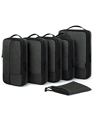 BAGSMART Compression Packing Cubes for Travel, 6 Set Packing Cubes for Carry on Suitcases, Compression Travel Cubes & Suitcase Organizer for Packing with Shoe Bag Black | Amazon (US)