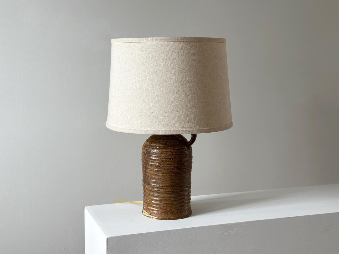 1940s – Vintage Stoneware Jug Table Lamp Ribbed Brown Glaze Pottery Base Rewired - Etsy | Etsy (US)