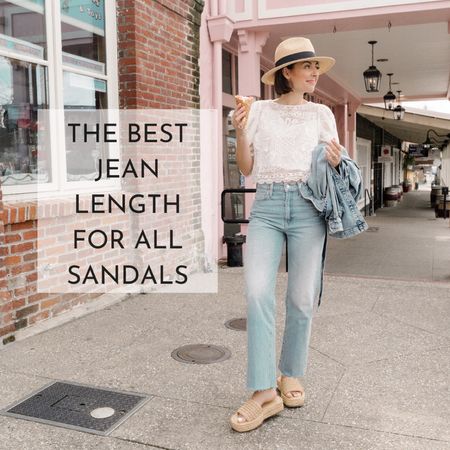 The best jean length for all your sandals is one that hovers above your ankle. Find your measurement and shop for jeans online with confidence. Here are 5 straight leg styles (including the two I’m wearing from Mother and Paige ) that are easy to cut/hem if you need to. 

TO FIND YOUR INSEAM
1. Use a soft tape measure to get your regular inseam, or distance from your center  crotch seam to the ground.
2. Place a rubber band above your ankle
3. Measure from the rubber band to the bottom of your heel. 
4. Subtract that number and that’s your magic number. 

#LTKover40 #LTKshoecrush #LTKstyletip