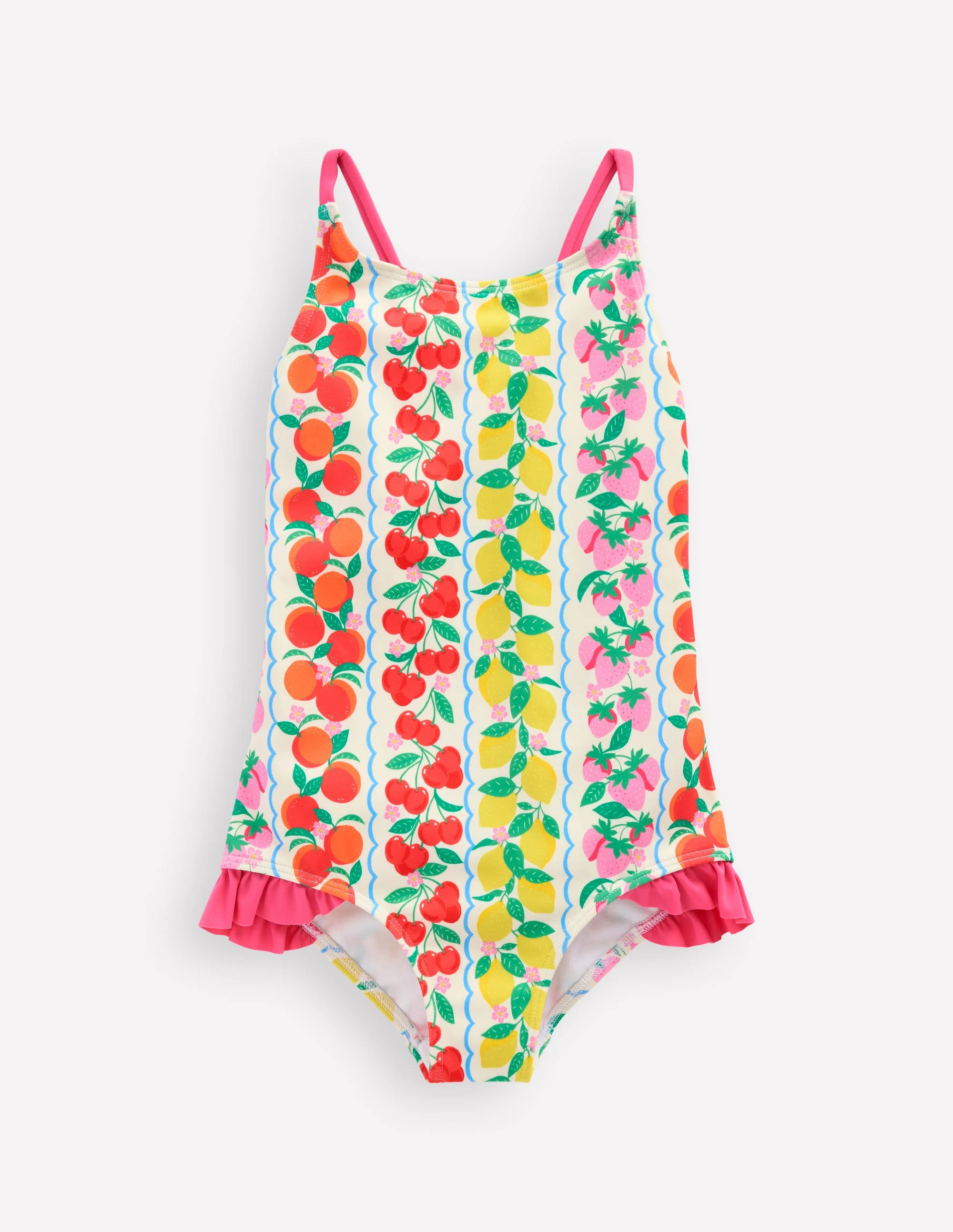 Pretty Cross-Back Swimsuit-Rainbow Fruit Stripe | Boden (US)