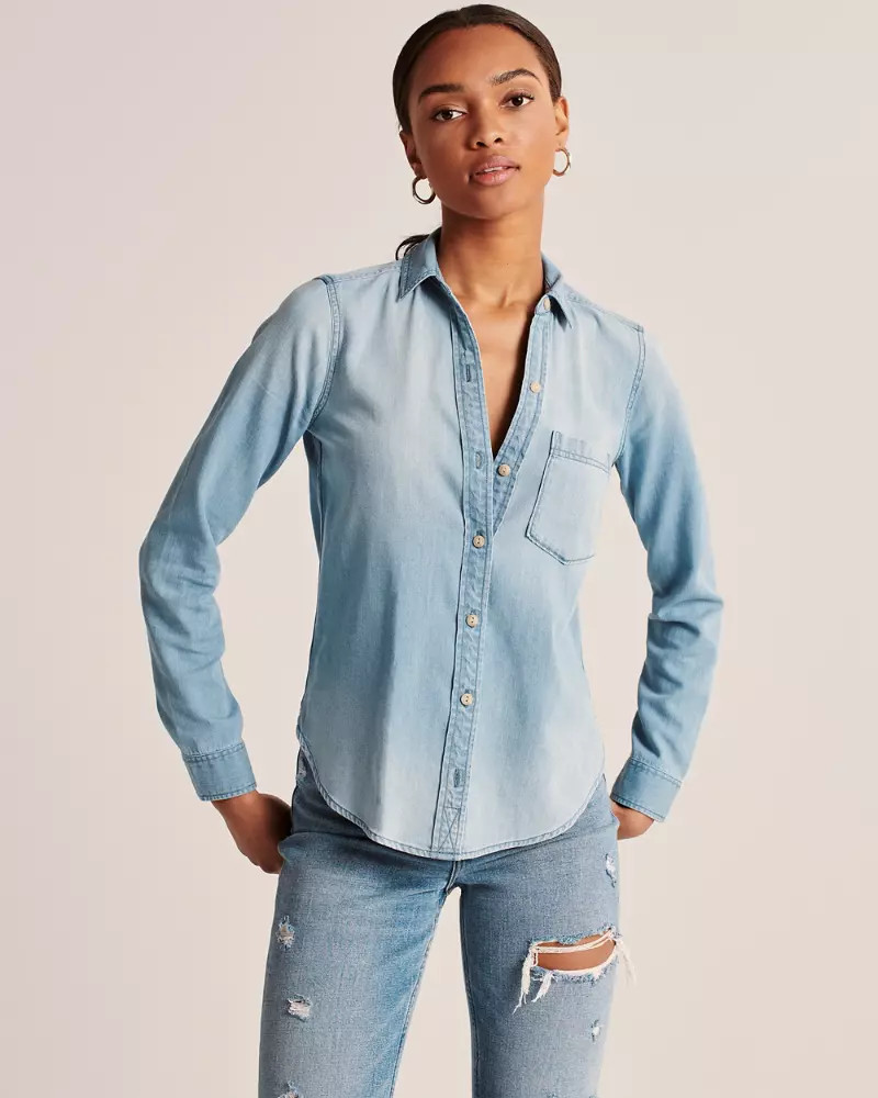 Womens Boyfriend Chambray Shirt | Womens | Abercrombie.com | Abercrombie & Fitch US & UK