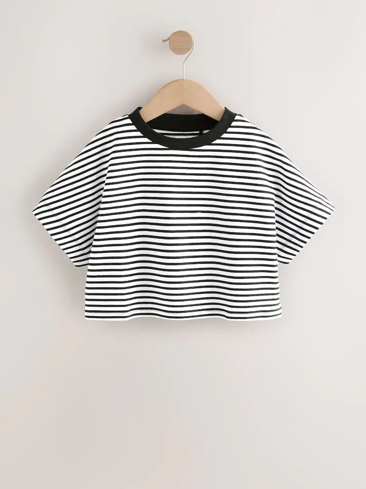 Buy Black/White Stripe Boxy T-Shirt (3-16yrs) from Next USA | Next US