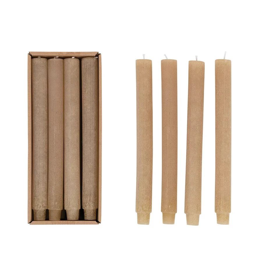 10” Pleated Taper Candles in Linen - Set of 12 | APIARY by The Busy Bee