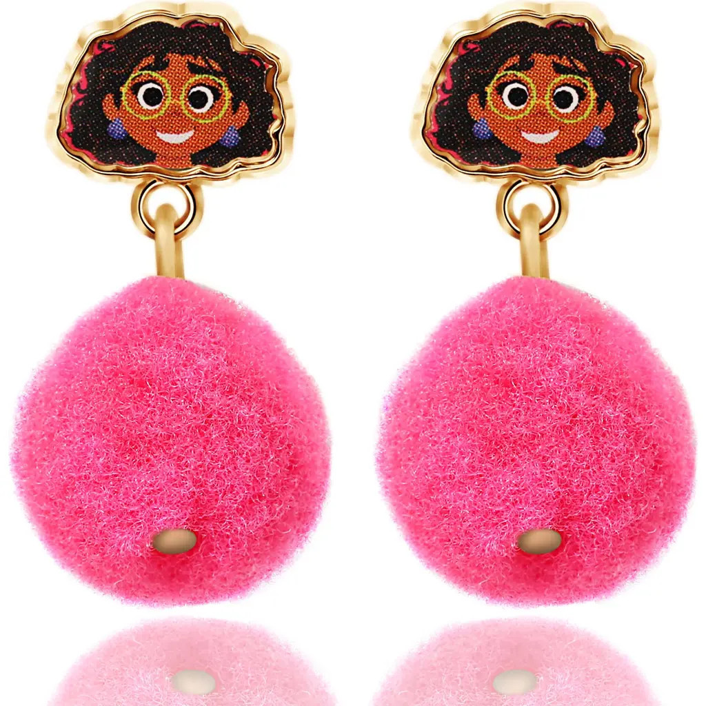 Disney Encanto Stud Earrings with Pink Pom Poms at Nordstrom | Nordstrom