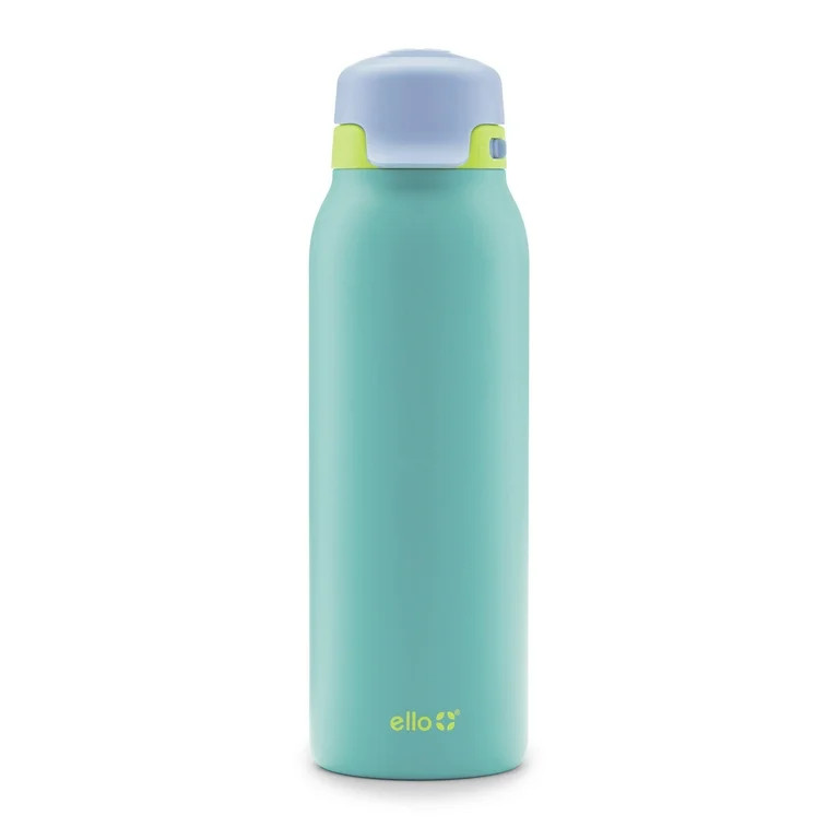 Ello Flip & Fill 32 oz Stainless Steel Water Bottle with Flip-Top Lid and Straw, Teal | Walmart (US)
