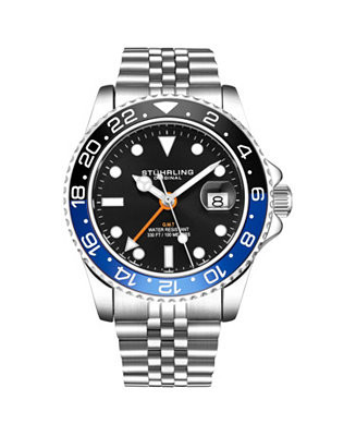 Meridian 3968 Men s GMT Diver Watch – Quartz Movement, 42mm Stainless Steel Case, Black Dial, B... | Macy's