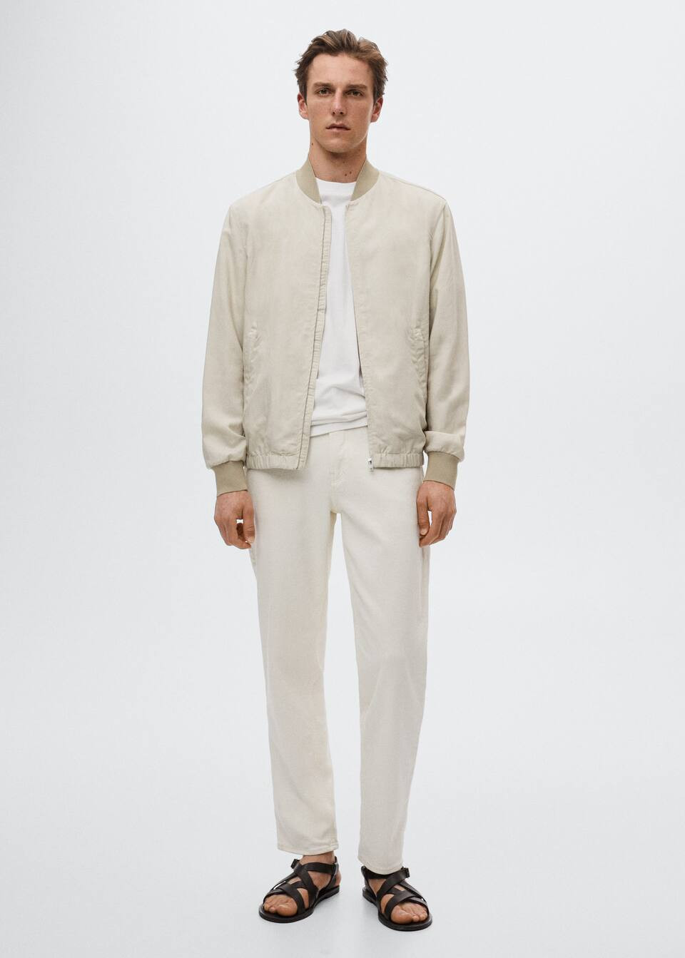 Tencel linen bomber jacket -  Men | Mango Man USA | MANGO (US)
