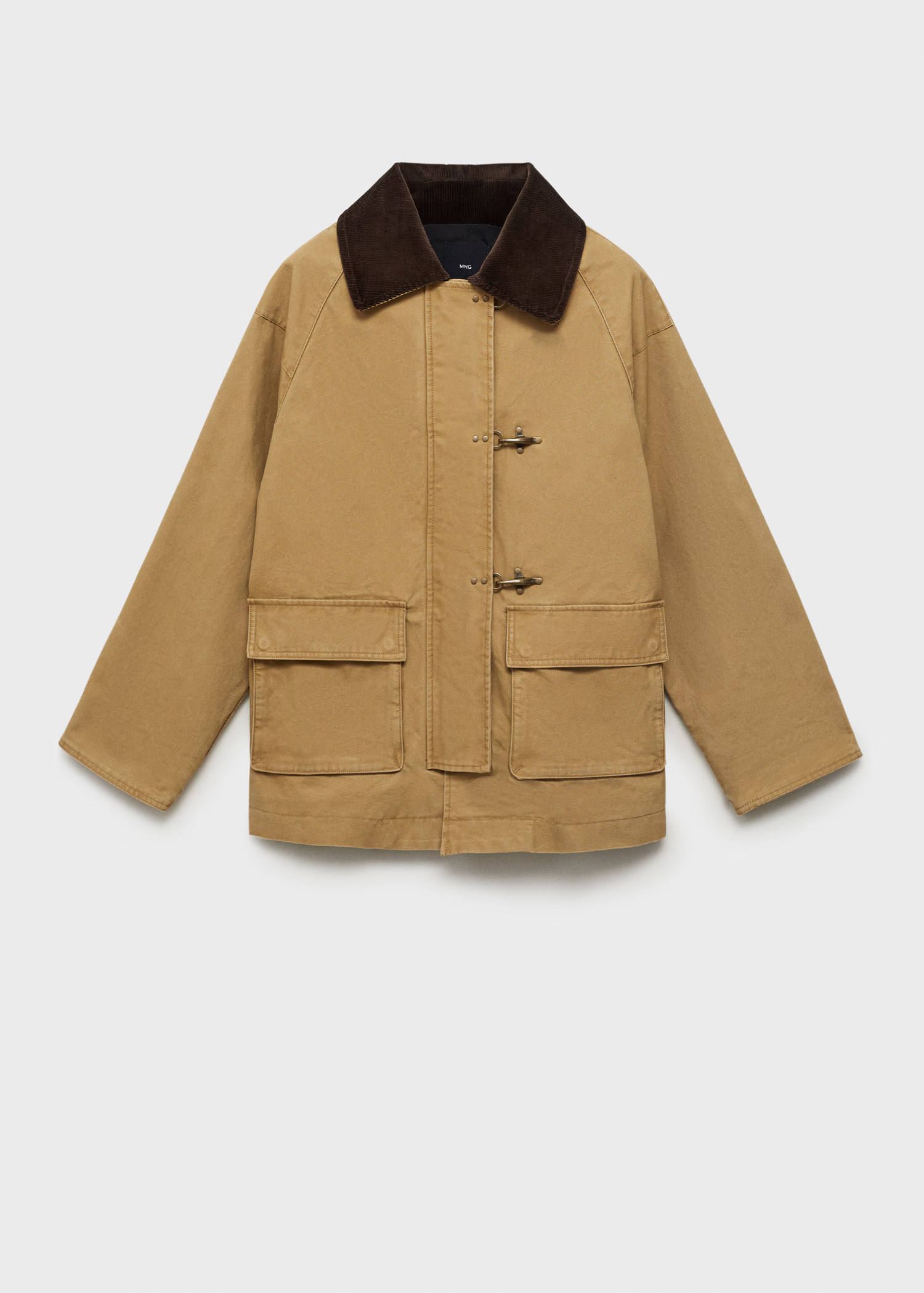 Oversized barn jacket with contrasting collar | Mango (US/MX/AU)