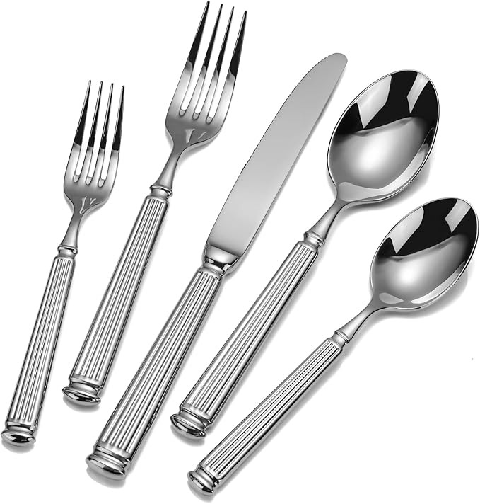 20-Piece 18/10 Stainless Steel Forged Flatware Set Heavy Duty Silverware for 4, Thick Handle, Ide... | Amazon (US)