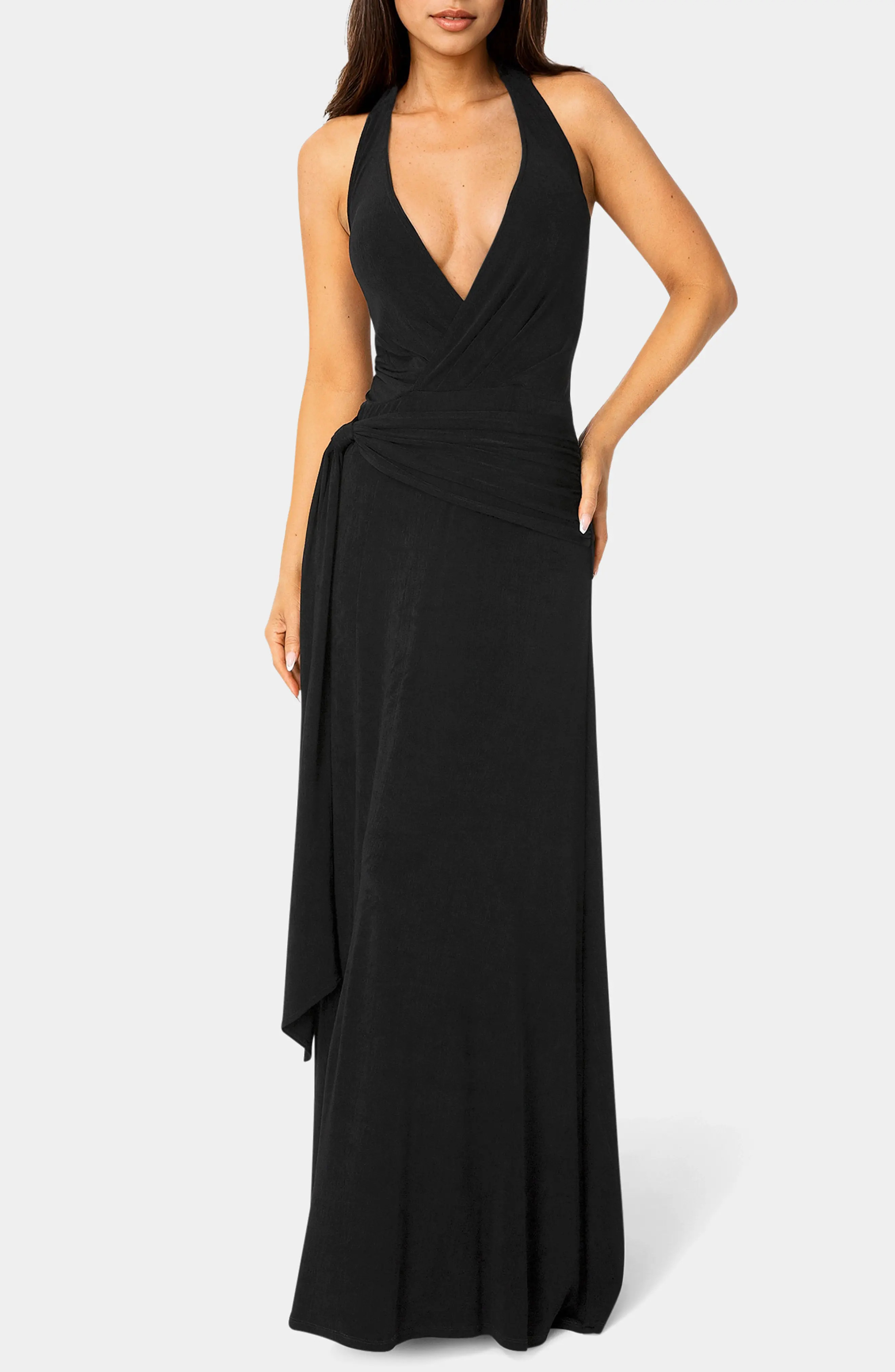 bebe Plunge Neck Maxi Skirt in Black at Nordstrom Rack, Size Small | Nordstrom Rack