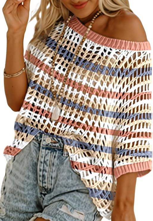 Dokotoo Womens Juniors Spring Summer Crochet Hollow Out Sweaters Tops Cruise Outfits for Women 20... | Amazon (US)