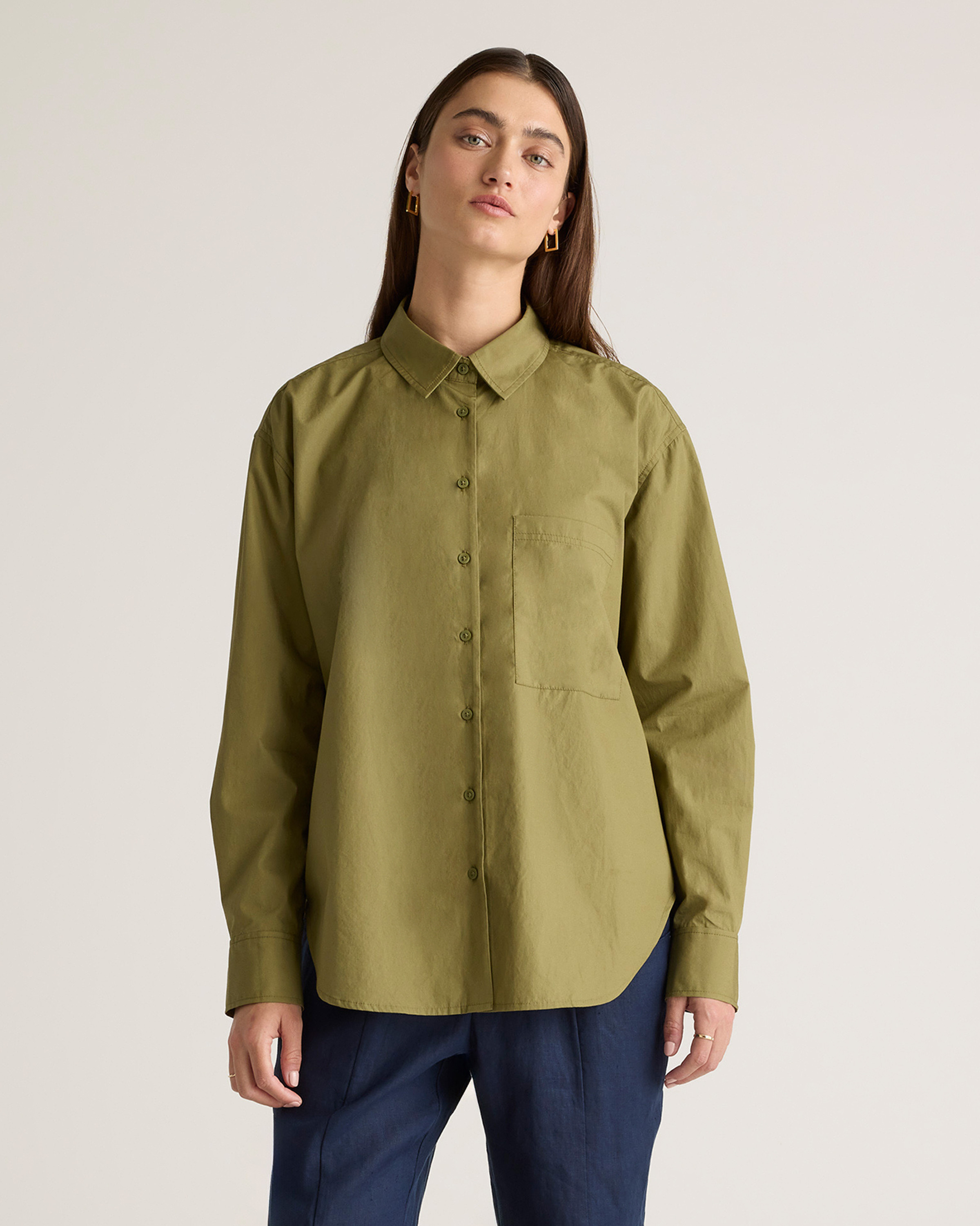 100% Organic Cotton Poplin Long Sleeve Boyfriend Shirt | Quince