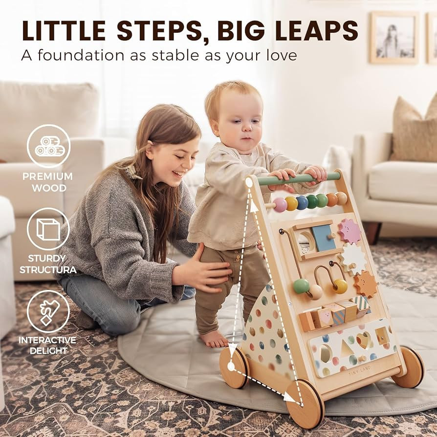 Tiny Land Wooden Baby Walker, Baby Push Walker, Montessori Walker Toy, Adjustable Speed Baby Walk... | Amazon (US)