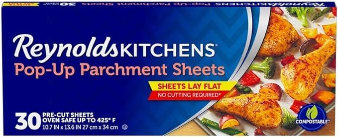 Reynolds Kitchens Pop-Up Parchment Paper Sheets, 10.7x13.6 Inch, 30 Count | Amazon (US)