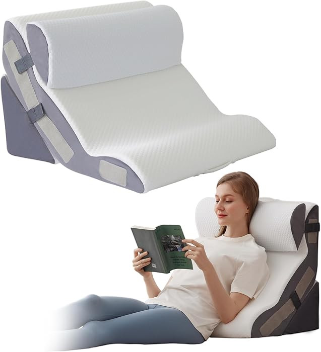 3PCS Wedge Pillow Set for After Surgery, Back Pillow for Bed Sitting up, 10-in-1 Foam Wedge Pillo... | Amazon (US)