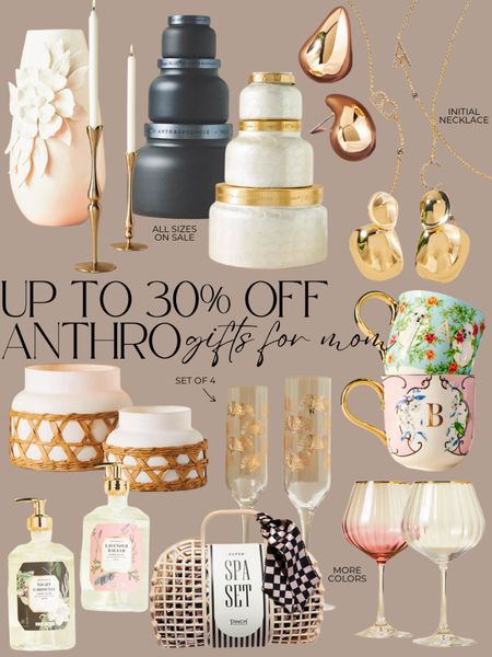 Up to 30% off gifts for mom from Anthro! Beauty, home, jewelry and more. 

Gift guide. Mother’s Day. Candles. Coffee mugs. Home decor. 

#LTKfindsunder100 #LTKGiftGuide #LTKsalealert