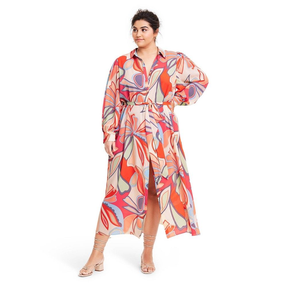Plus Size Mixed Floral Long Sleeve Robe Dress - ALEXIS for Target 4X | Target