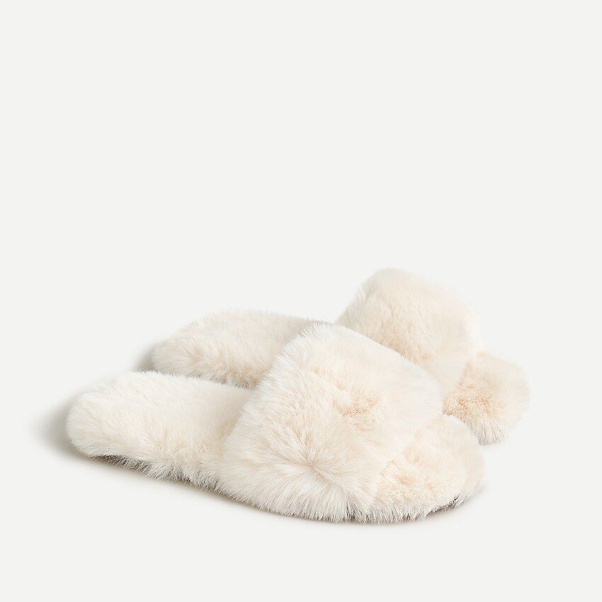 Fuzzy slide slippers | J.Crew US