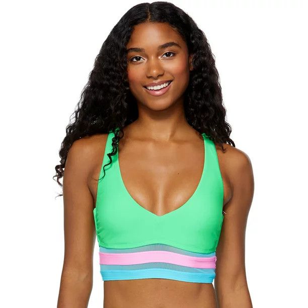 No Boundaries Juniors Colorblock Longline Swim Top - Walmart.com | Walmart (US)