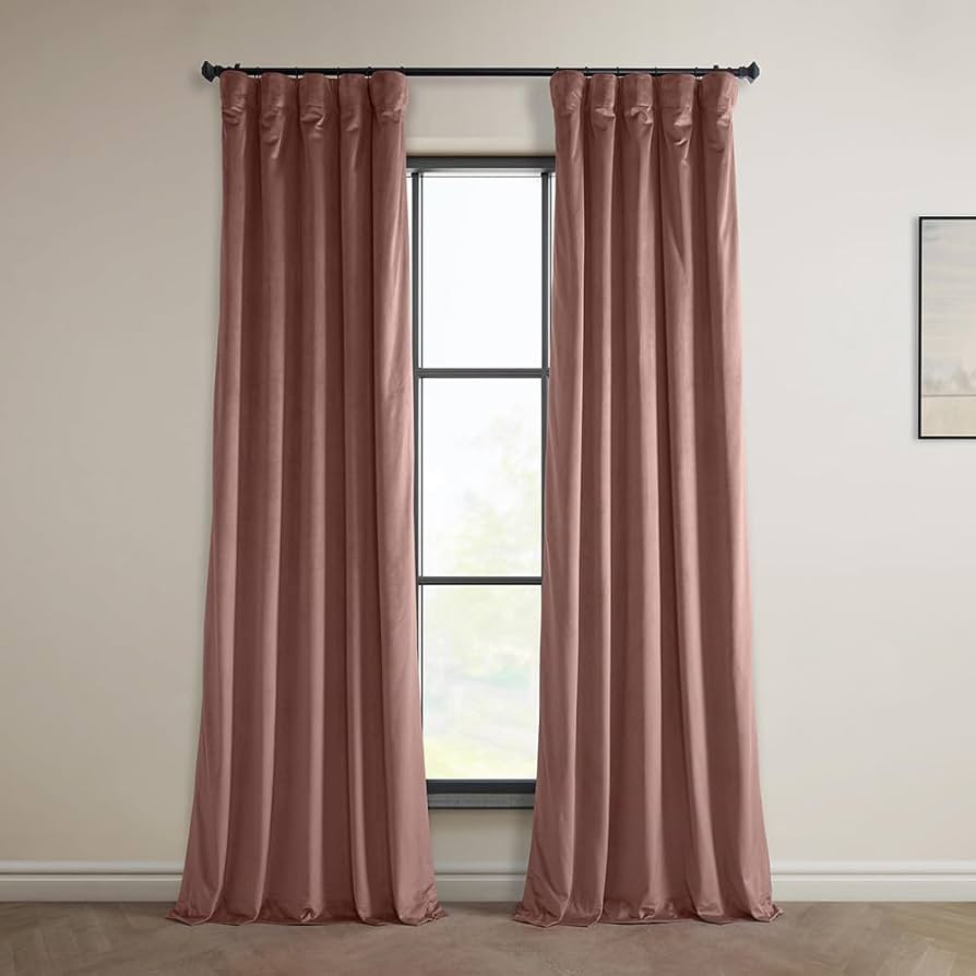 HPD Half Price Drapes VPYC-161234-108 Plush Velvet Curtain (1 Panel), 50 X 108, Wild Rose | Amazon (US)