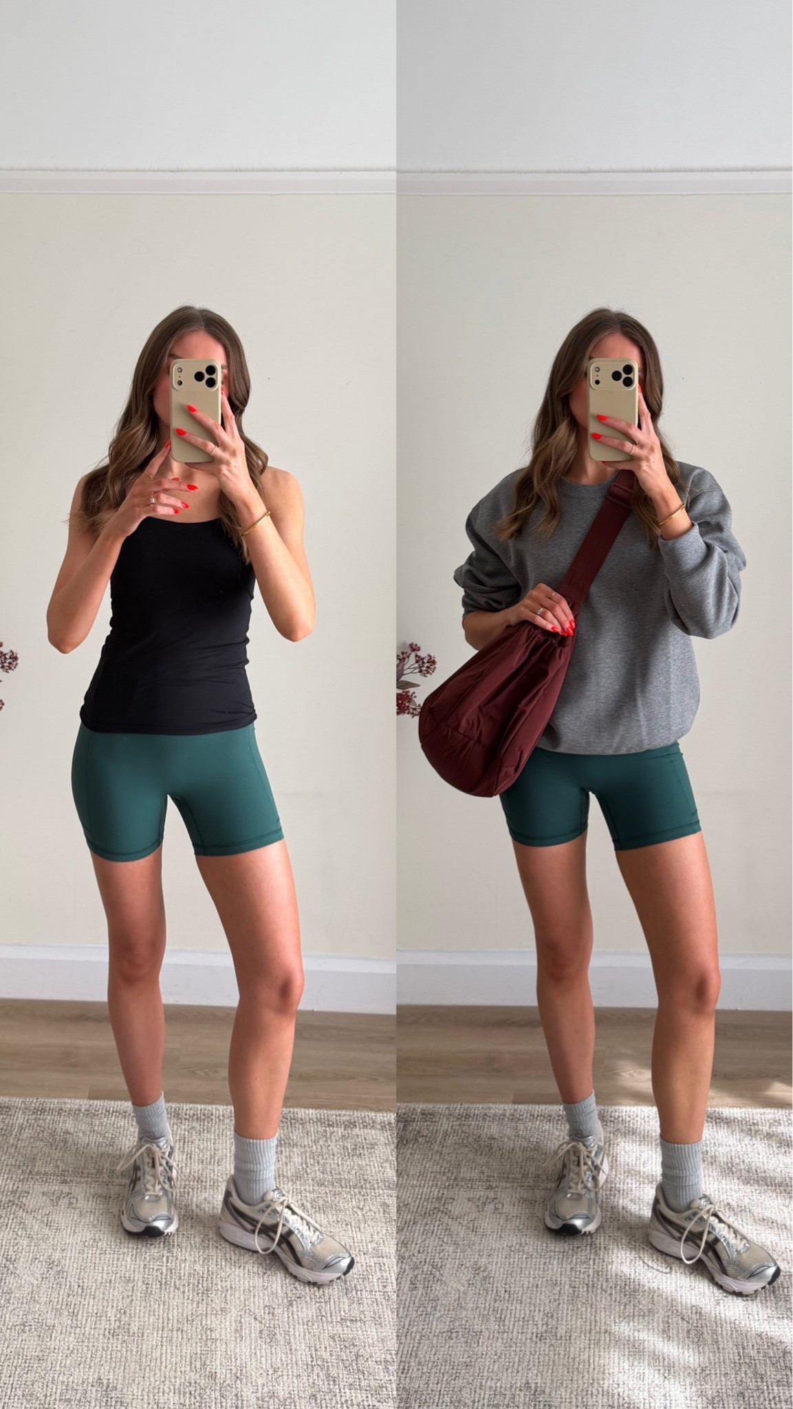 UNIQLO AIRism black best XS
XS in the biker shorts
Small in the sweatshirt 

AD. @uniqlo #UNIQLOLifeWear #Lifewear  #AIRism