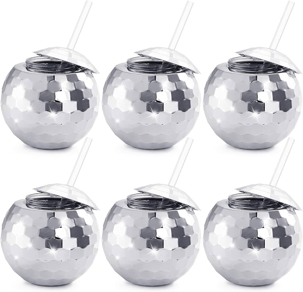 Nicunom 6 Pack Disco Ball Cups with Lids & Straws, 19 Oz Silver Disco Ball Tumbler 1970s Disco Fl... | Amazon (CA)