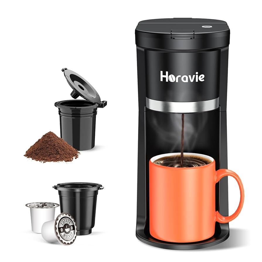 Small Single Serve Coffee Maker, Fast Brew One Cup Coffee Machine for K Cup and Grounds, 6 to 12 ... | Amazon (US)