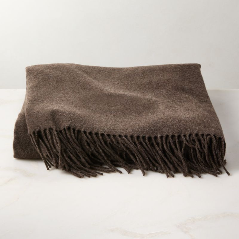 Nido Sepia Brown Wool Blend Throw Blanket 55"x60" | CB2