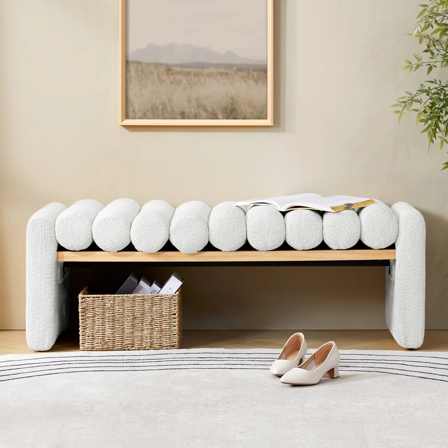 Brame 52.5"W Modern Upholstered Bench with Solid Wood Construction | Wayfair North America