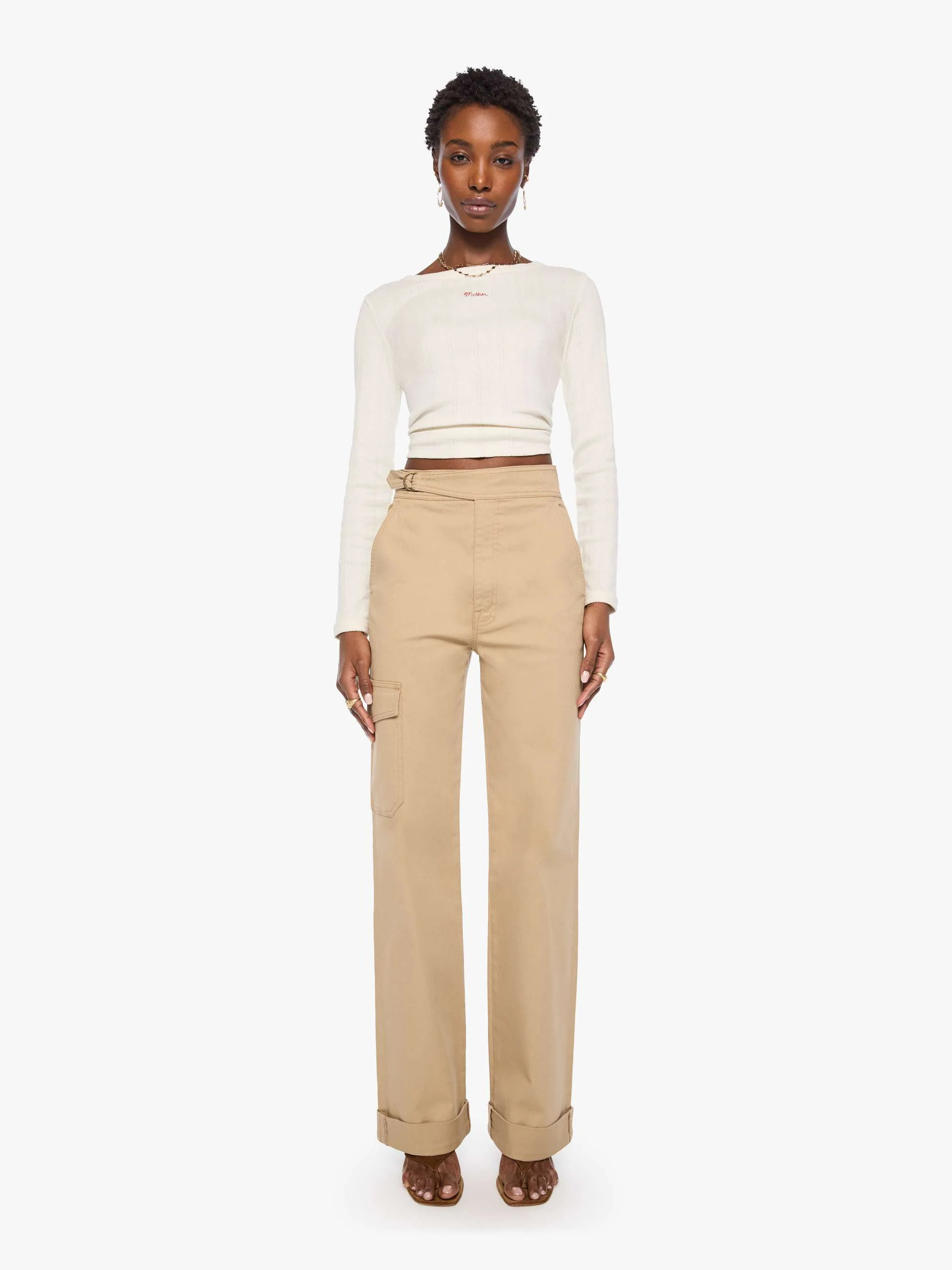 The Prep Tune Up Cargo Sneak Cuff - Khaki | Mother Denim