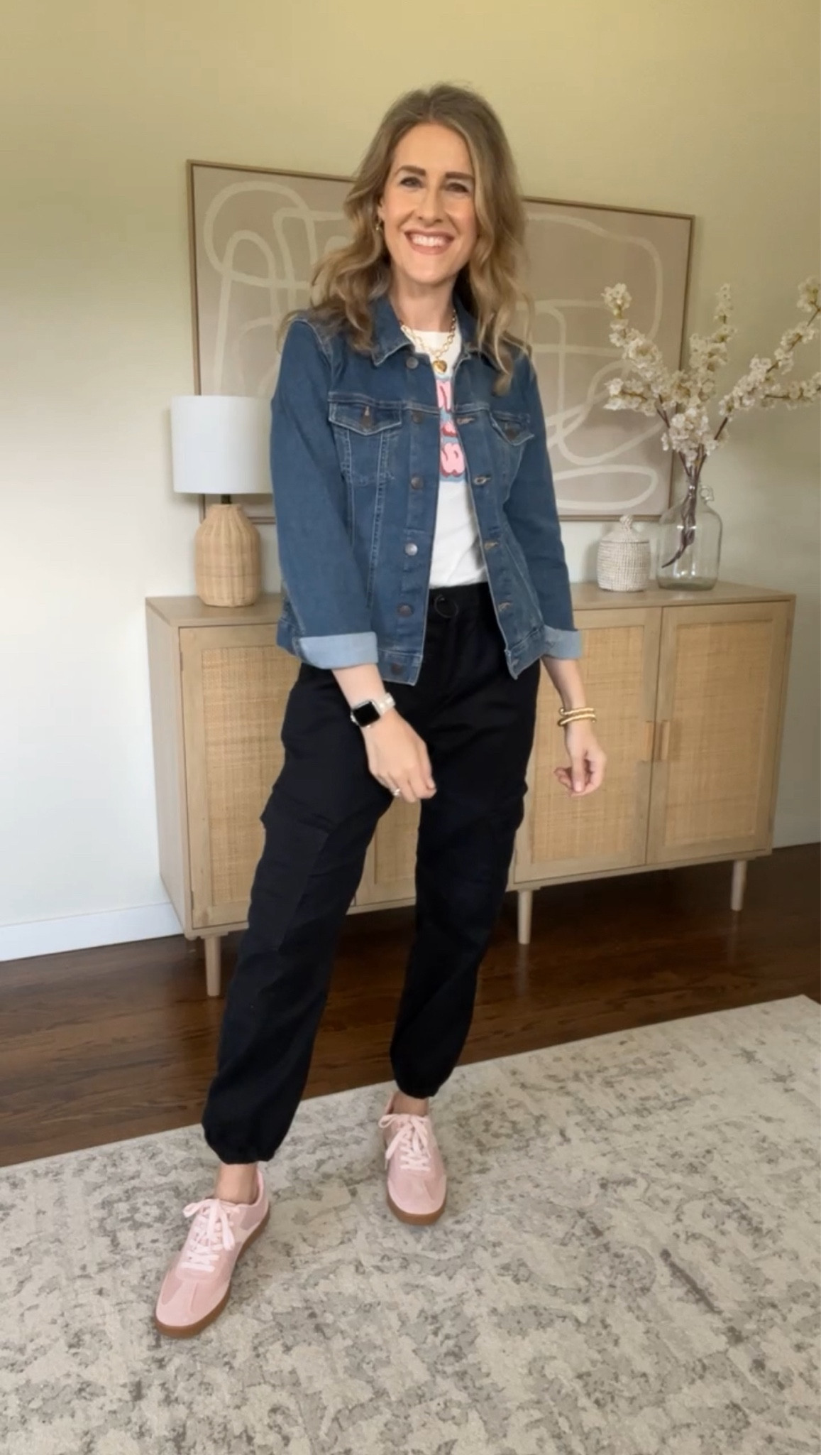 Walmart cargo joggers, juniors size medium (I go up one size)
Jacket size small (size up for layering)
Graphic tee size small
Sneakers are adidas inspired (I’ll link both!)

Teacher outfit fall style transition over 40

#LTKStyleTip #LTKFindsUnder50 #LTKOver40