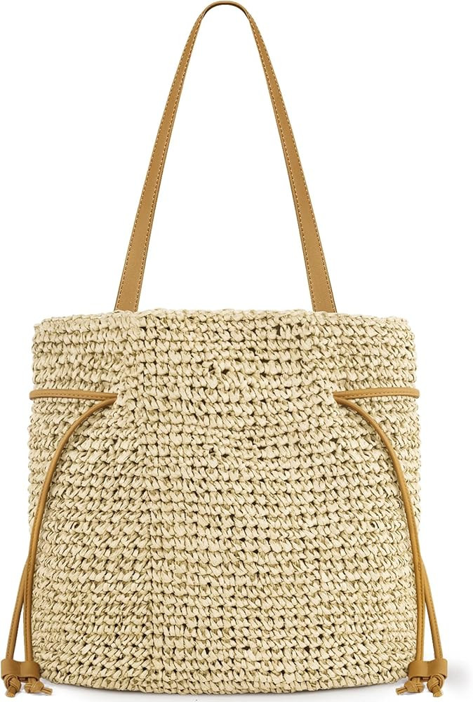 Hand Woven Straw Purses for Women 2026, Adjustable Large Beach Bag Summer Beach Tote Shoulder Bag... | Amazon (US)