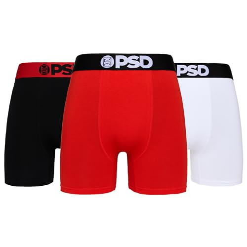 PSD Underwear Mens Boxer Briefs - Solid Flame 3 Pack, 5 Inch Inseam, Moisture-Wicking, 4-Way Stretch, Boxer Briefs for Men Pack | Amazon (US)
