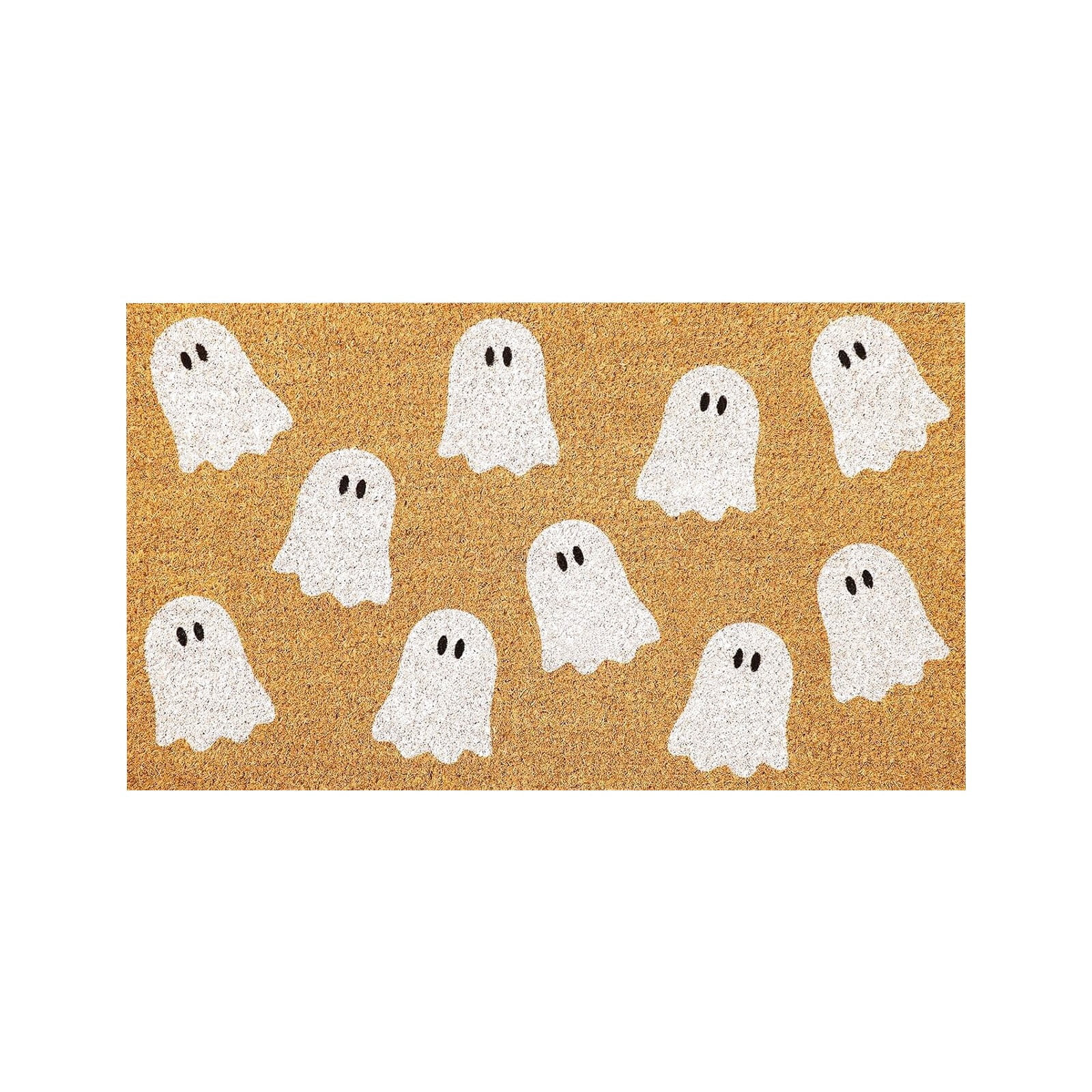 Halloween Ghost Coir Doormat, 17x30 Inch Outdoor Front Door Mat with Cute Ghost Design, Non Backing for Porch Entryway, Fall Welcome Floor Mat for Home Entrance (Coffee) - Walmart.com | Walmart (US)