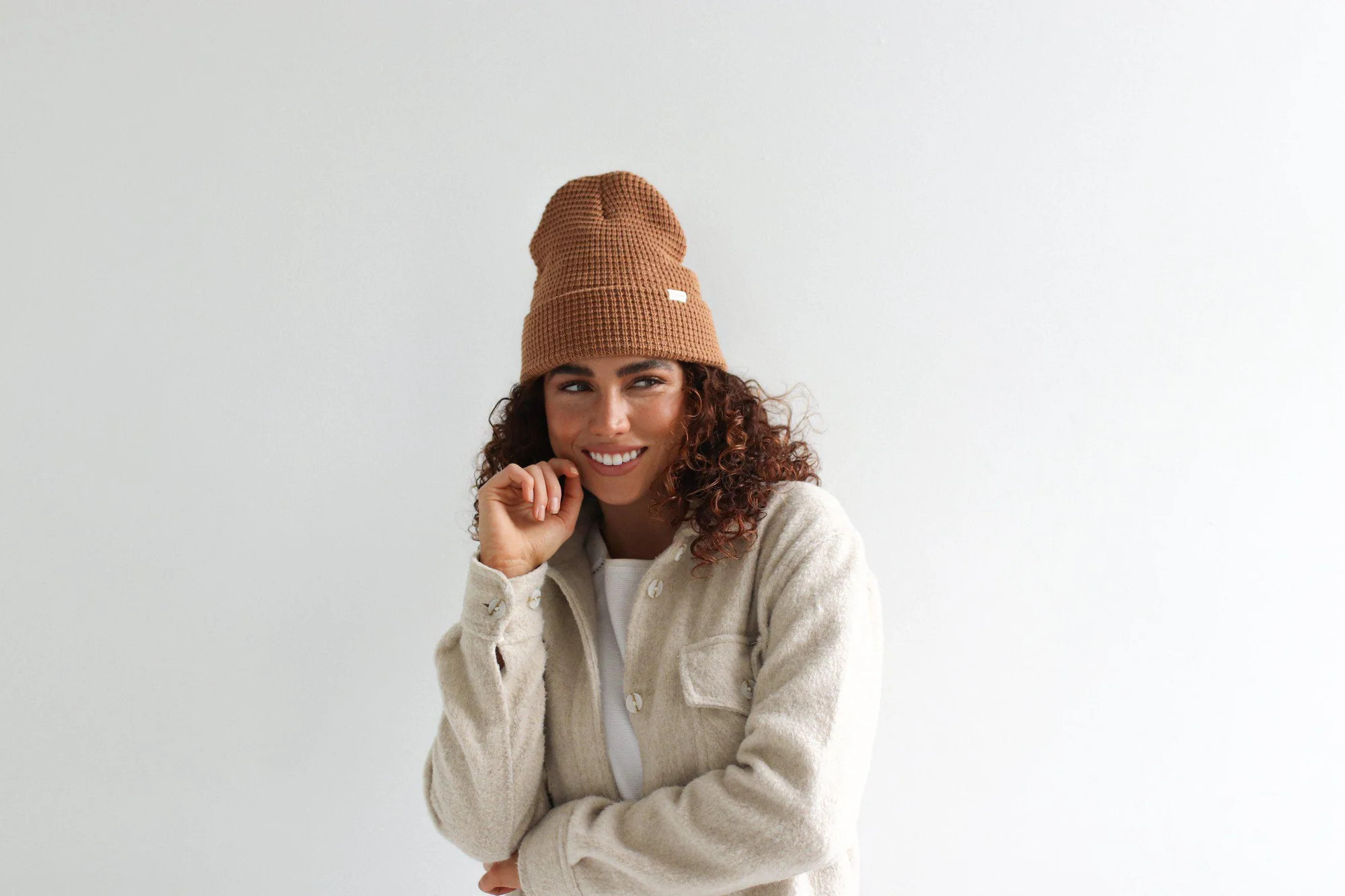 Marsh Waffle Knit Beanie - Cinnamon | Gigi Pip