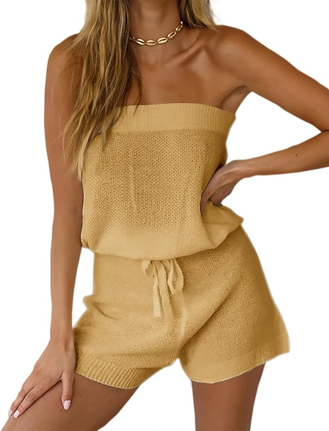 Chang Yun Womens Summer Jumpsuits Casual Loose Sleeveless Off Shoulder Elastic Waist Romper Loung... | Amazon (US)
