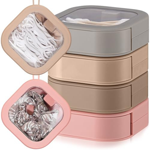 Kathfly 4 Pcs Multicolor Hair Tie Organizer Portable Hair Accessory Storage Containers Stackable Tie Bobby Pin Holder Home Cotton Swab Dispenser Accessories Jewelry Organizer Box | Amazon (US)